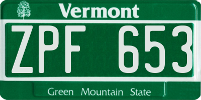 VT license plate ZPF653
