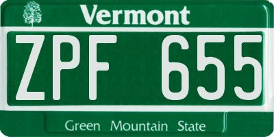 VT license plate ZPF655