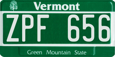 VT license plate ZPF656