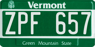 VT license plate ZPF657