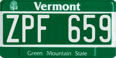 VT license plate ZPF659