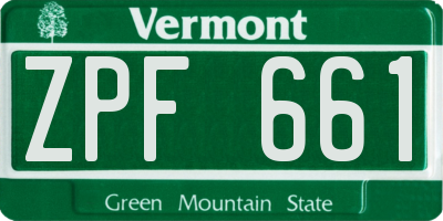 VT license plate ZPF661