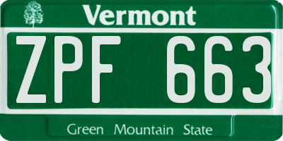 VT license plate ZPF663