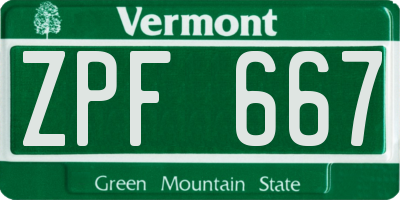 VT license plate ZPF667