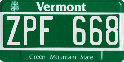 VT license plate ZPF668