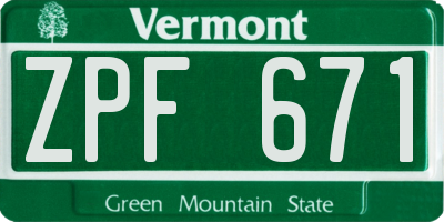 VT license plate ZPF671