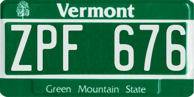 VT license plate ZPF676