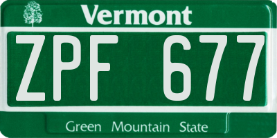 VT license plate ZPF677