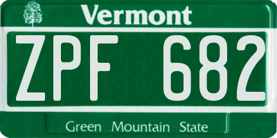 VT license plate ZPF682