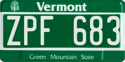 VT license plate ZPF683