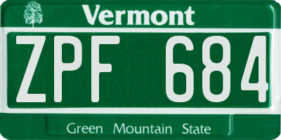 VT license plate ZPF684