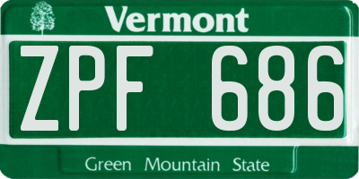 VT license plate ZPF686