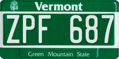 VT license plate ZPF687