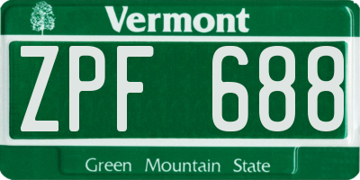 VT license plate ZPF688
