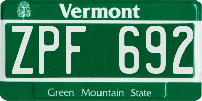 VT license plate ZPF692