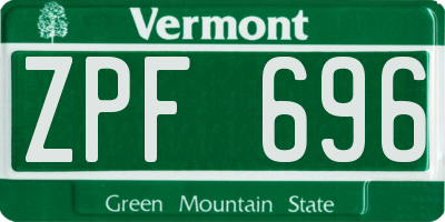 VT license plate ZPF696