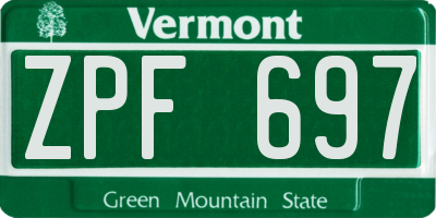 VT license plate ZPF697