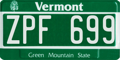 VT license plate ZPF699