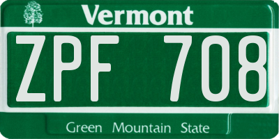 VT license plate ZPF708