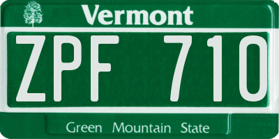 VT license plate ZPF710