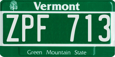 VT license plate ZPF713