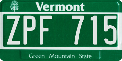VT license plate ZPF715