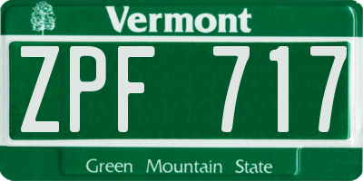 VT license plate ZPF717