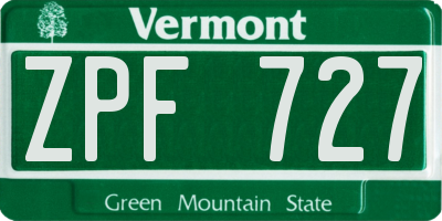 VT license plate ZPF727