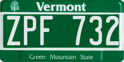 VT license plate ZPF732