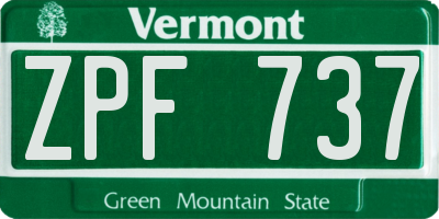 VT license plate ZPF737