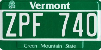VT license plate ZPF740