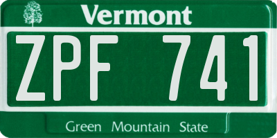VT license plate ZPF741