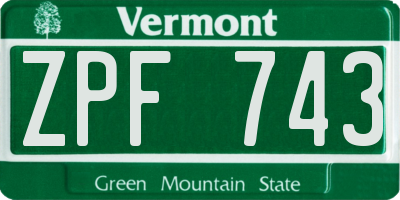 VT license plate ZPF743