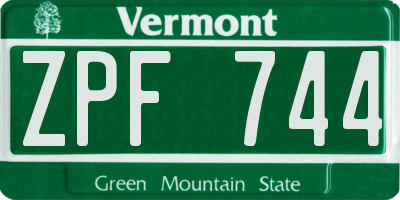 VT license plate ZPF744