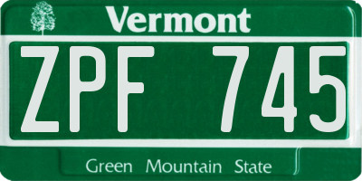 VT license plate ZPF745