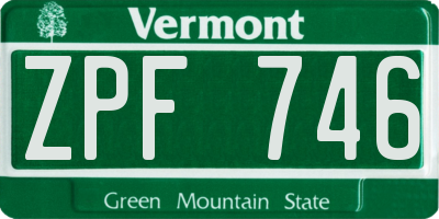 VT license plate ZPF746