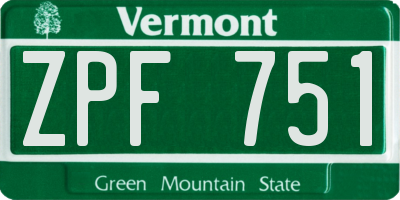 VT license plate ZPF751