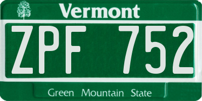 VT license plate ZPF752