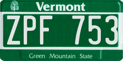 VT license plate ZPF753