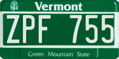 VT license plate ZPF755