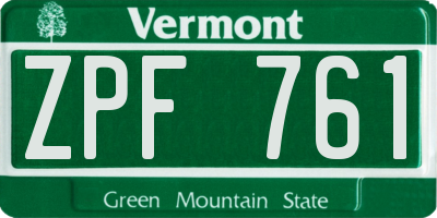 VT license plate ZPF761