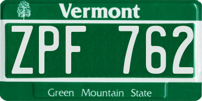 VT license plate ZPF762