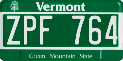 VT license plate ZPF764