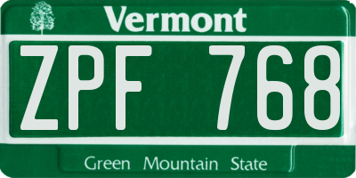 VT license plate ZPF768