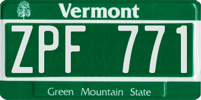 VT license plate ZPF771