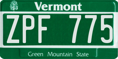 VT license plate ZPF775