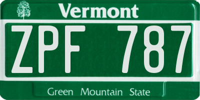 VT license plate ZPF787