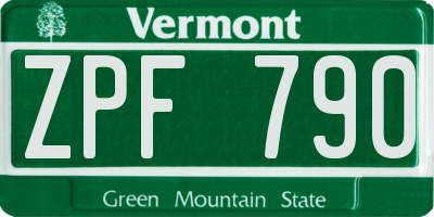 VT license plate ZPF790