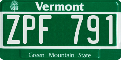 VT license plate ZPF791