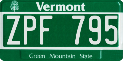VT license plate ZPF795